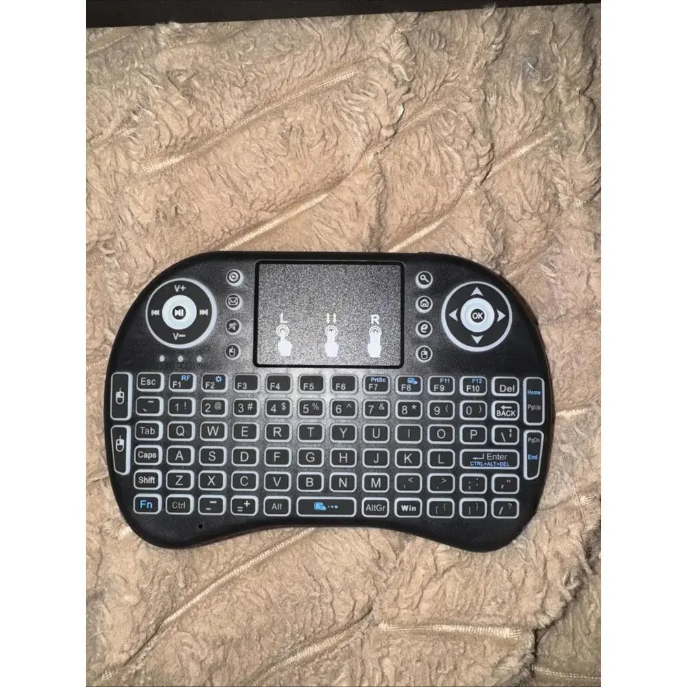 Black MINI WIRELESS Keyboard with Backlight For Smart TV, Pc, Gaming Consoles